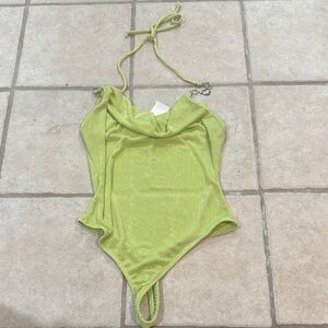 just polly heart chain bodysuit green